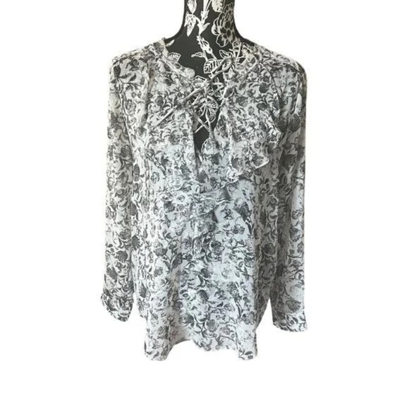 Anthropologie THE KOOPLES 70s Ruffled ditzy farmhouse Floral cottagecore blouse - Picture 8 of 9